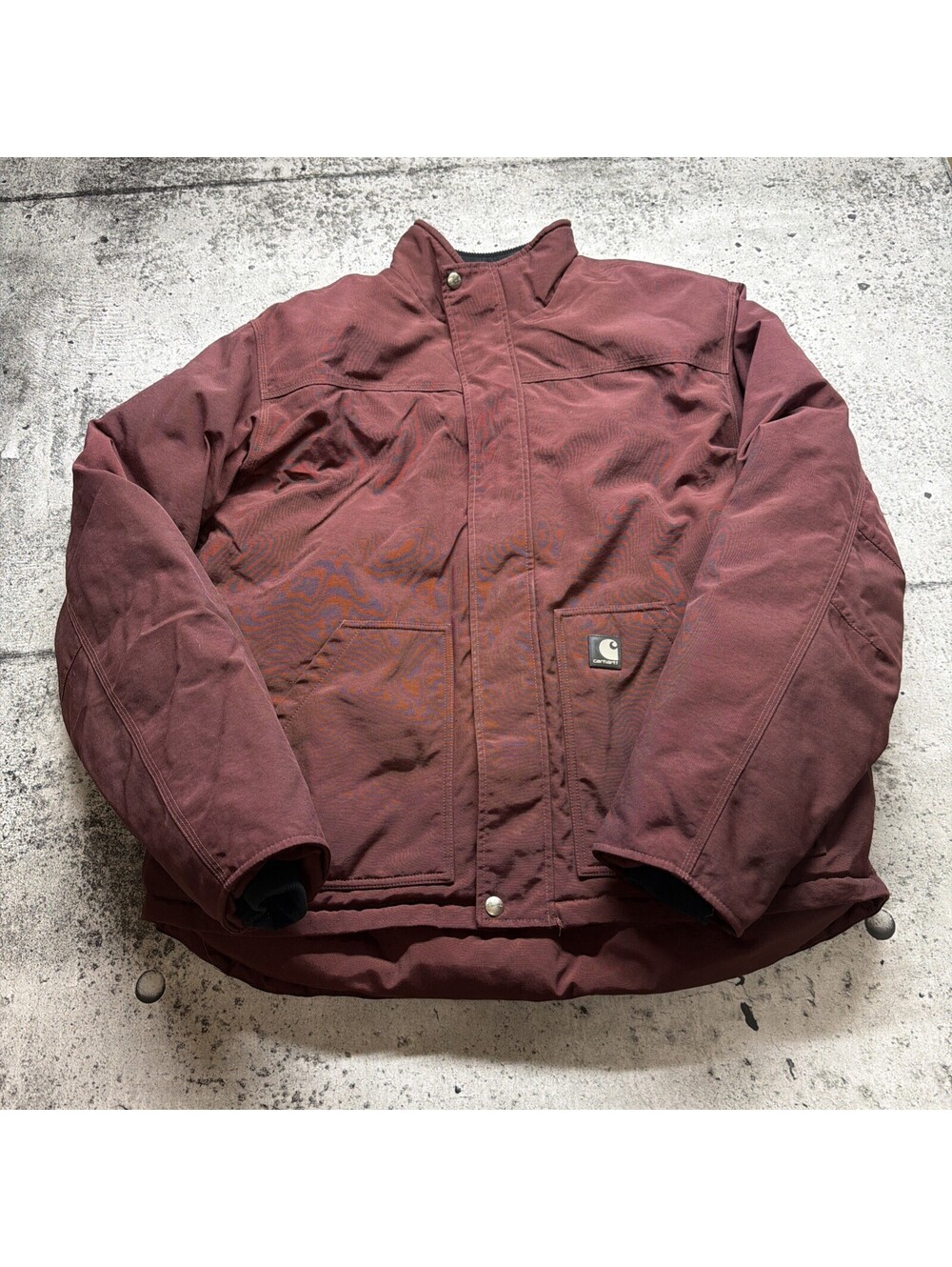 Carhartt Jacket Men’s L Tall Maroon Insulated Nylon Full-Zip Work J174 RDW Adult